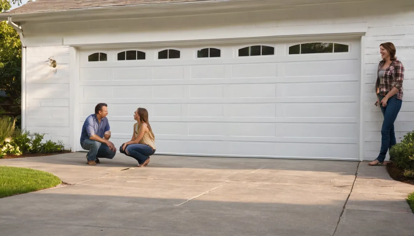 A friendly provider checking a garage door at a family home in Manvel